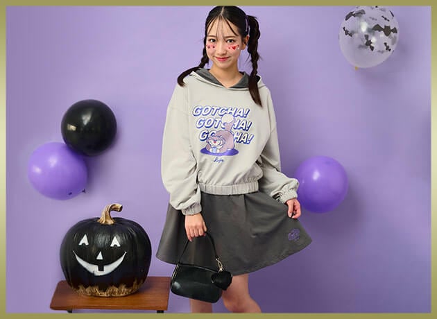 ワイドルーズプルパーカ&フレアスカートセット ワイドルーズプルパーカ&フレアスカートセット