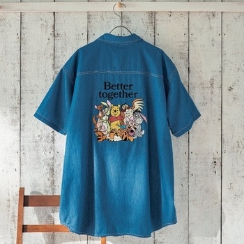 ユニセックス刺しゅうデニムシャツ「くまのプーさん」