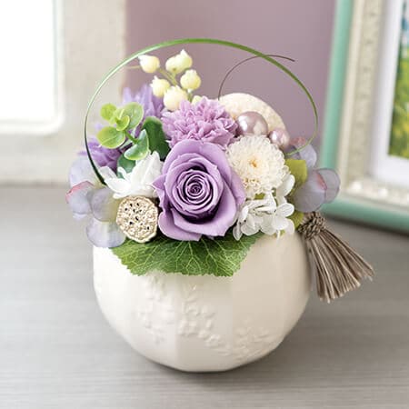 お供え花 プリザーブドフラワー「望郷 パープル」