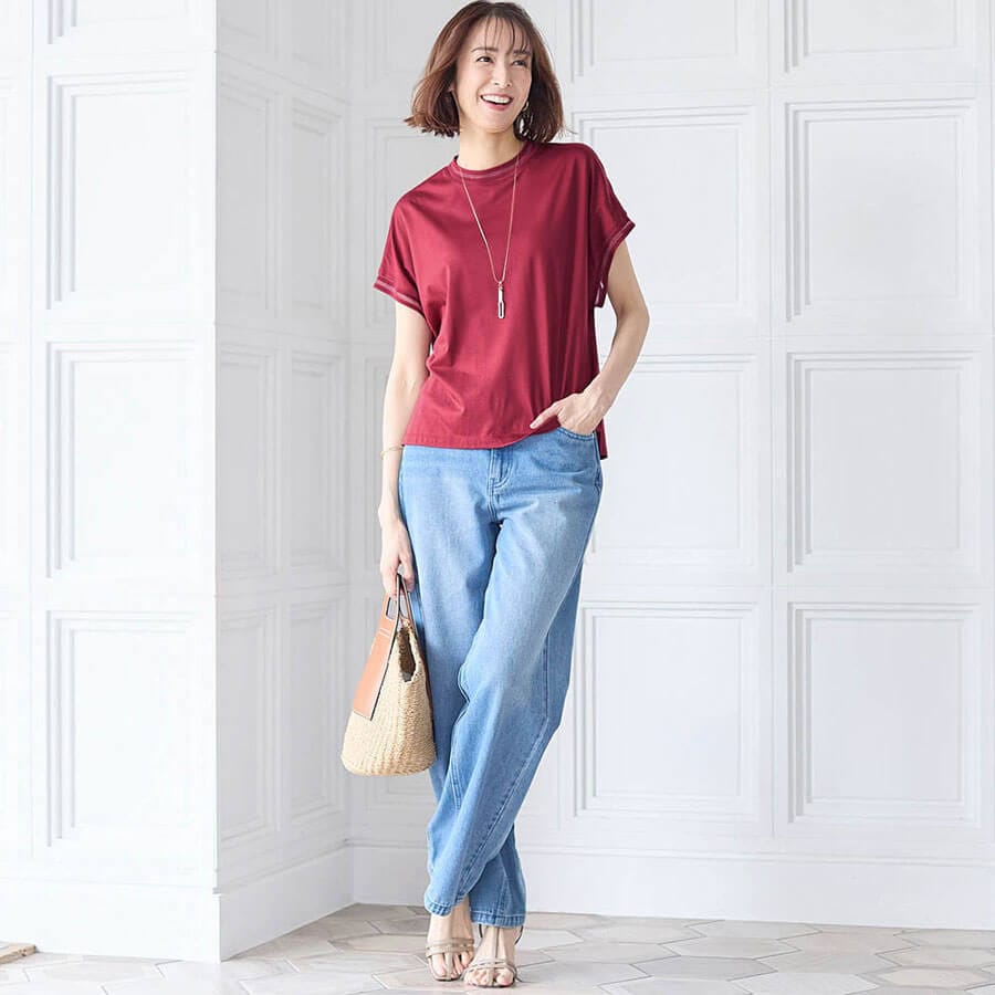 【新色追加】 大人のシアー切替えTシャツ【日本製】 スタイルノート/StyleNote
