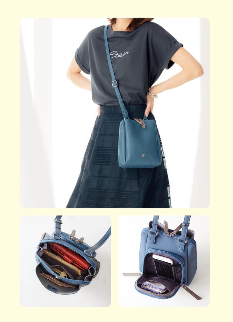 外ポケット付きコンパクトショルダーバッグアンディマンシェ/ENDIMANCHE