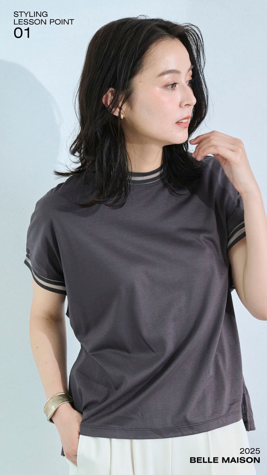 【新色追加】 大人のシアー切替えTシャツ【日本製】 スタイルノート/StyleNote