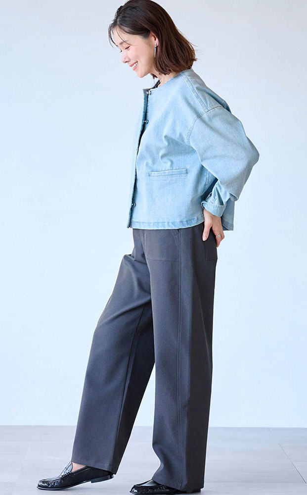 薄軽デニムショート丈羽織りスタイルノート/StyleNote