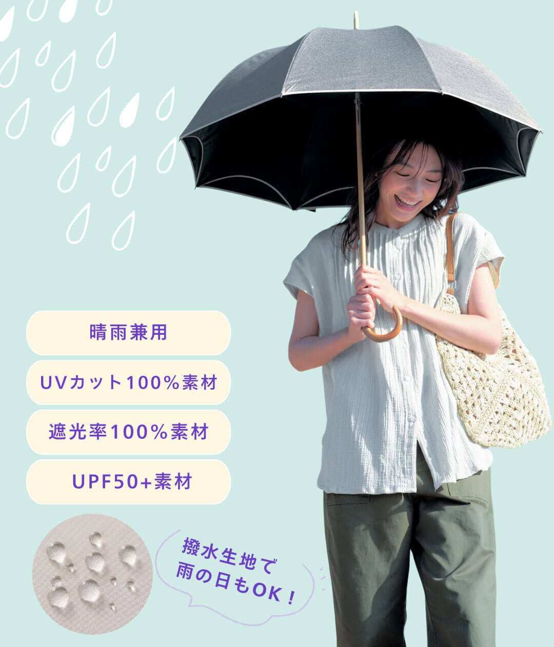 二重張り長日傘55cmロングタイプ【晴雨兼用】【猛暑対策に!】超最強 二重張り長日傘55cmロングタイプ【晴雨兼用】【猛暑対策に!】超最強