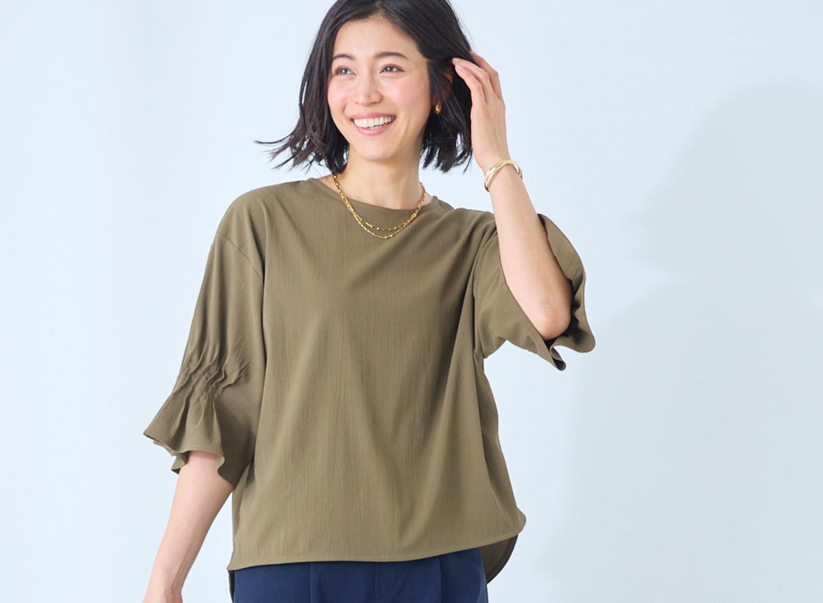 袖タックブラウス【乾燥機OK】 【メディア多数掲載！】（ラクドライ）