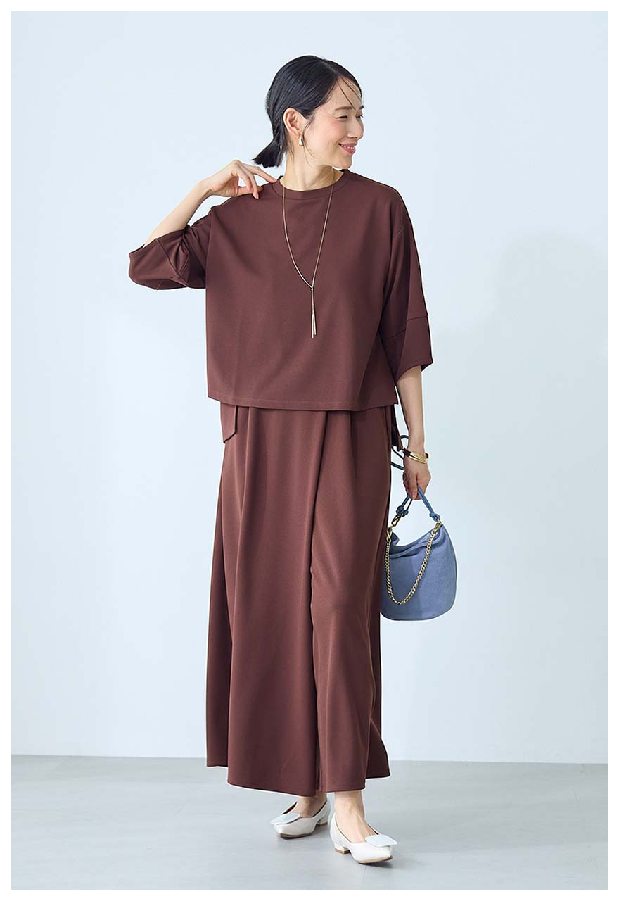 ランタンスリーブブラウス × スカーチョ