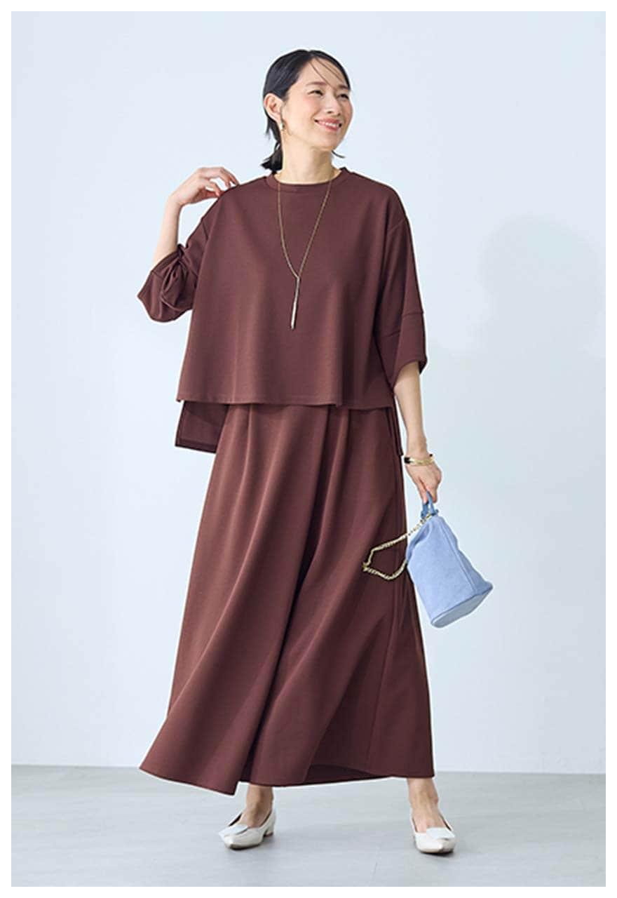 ランタンスリーブブラウス × スカーチョ