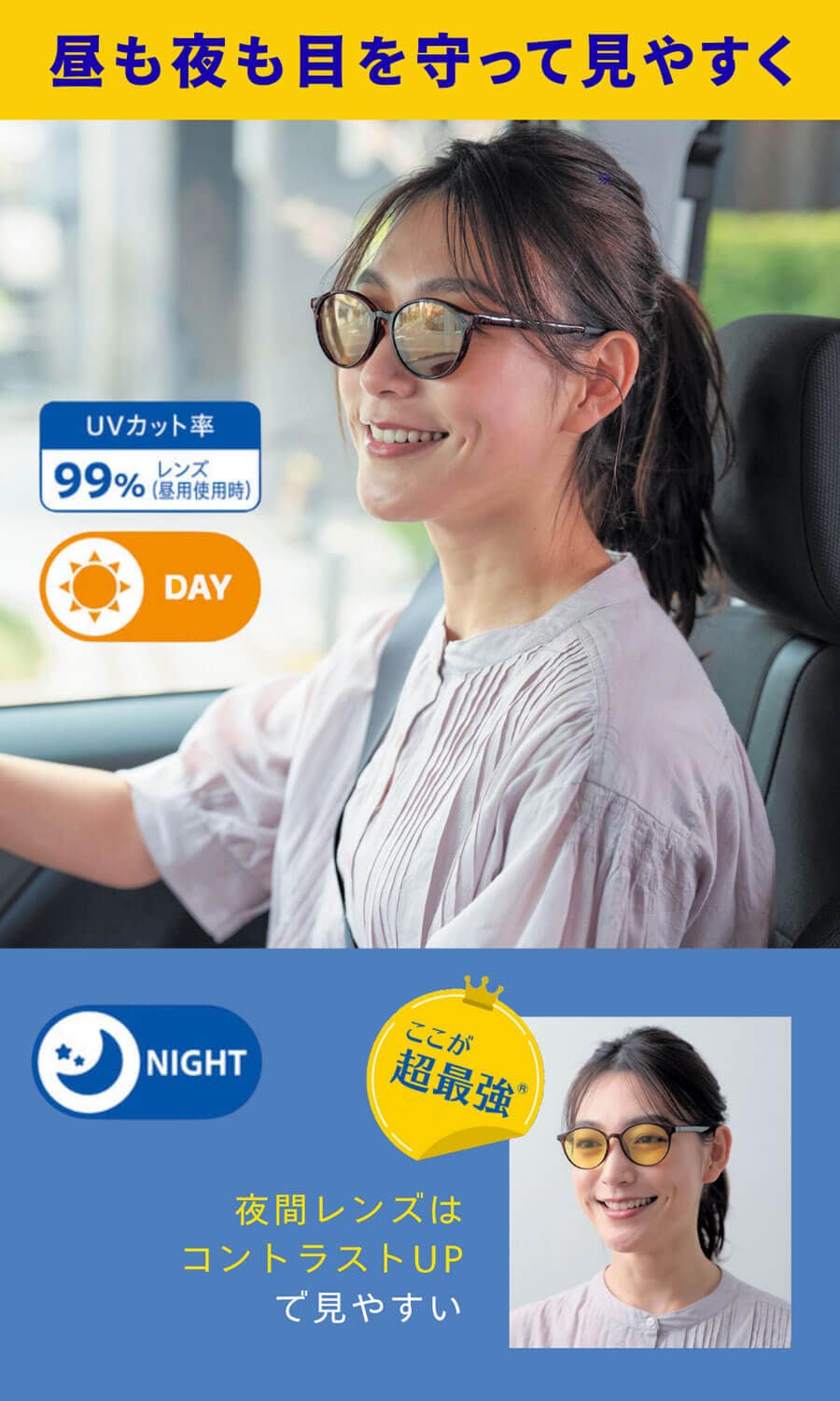 ドライビング用グラス（昼・夜タイプ）超最強