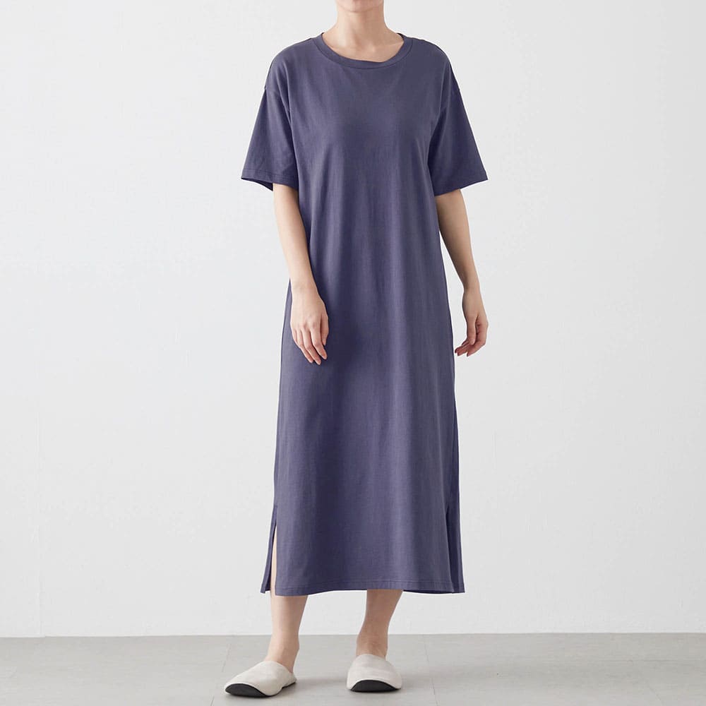 【新色追加】 サラッと快適・くつろぎカップ付き綿混ワンピース（背中フリー）