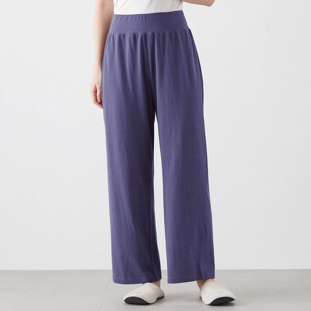 【新色追加】 サラッと快適・ウエストらくちん綿混ルームパンツ【吸水速乾】