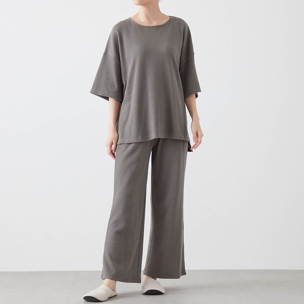 【新色追加】 サラッと快適・綿混ワッフルゆったりパジャマ【吸水速乾】