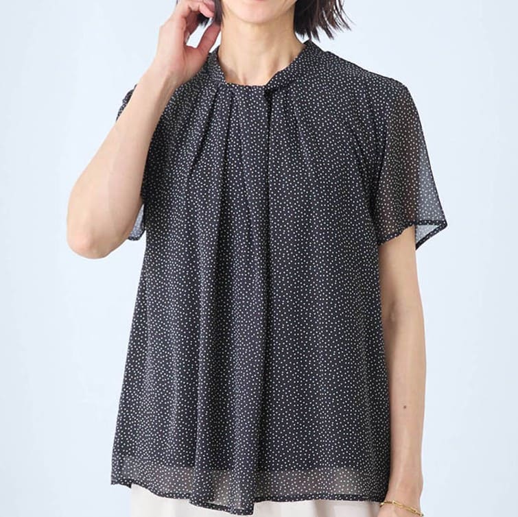 【新色追加】 裏サラリスト付きボウタイ風ブラウス【吸水速乾】