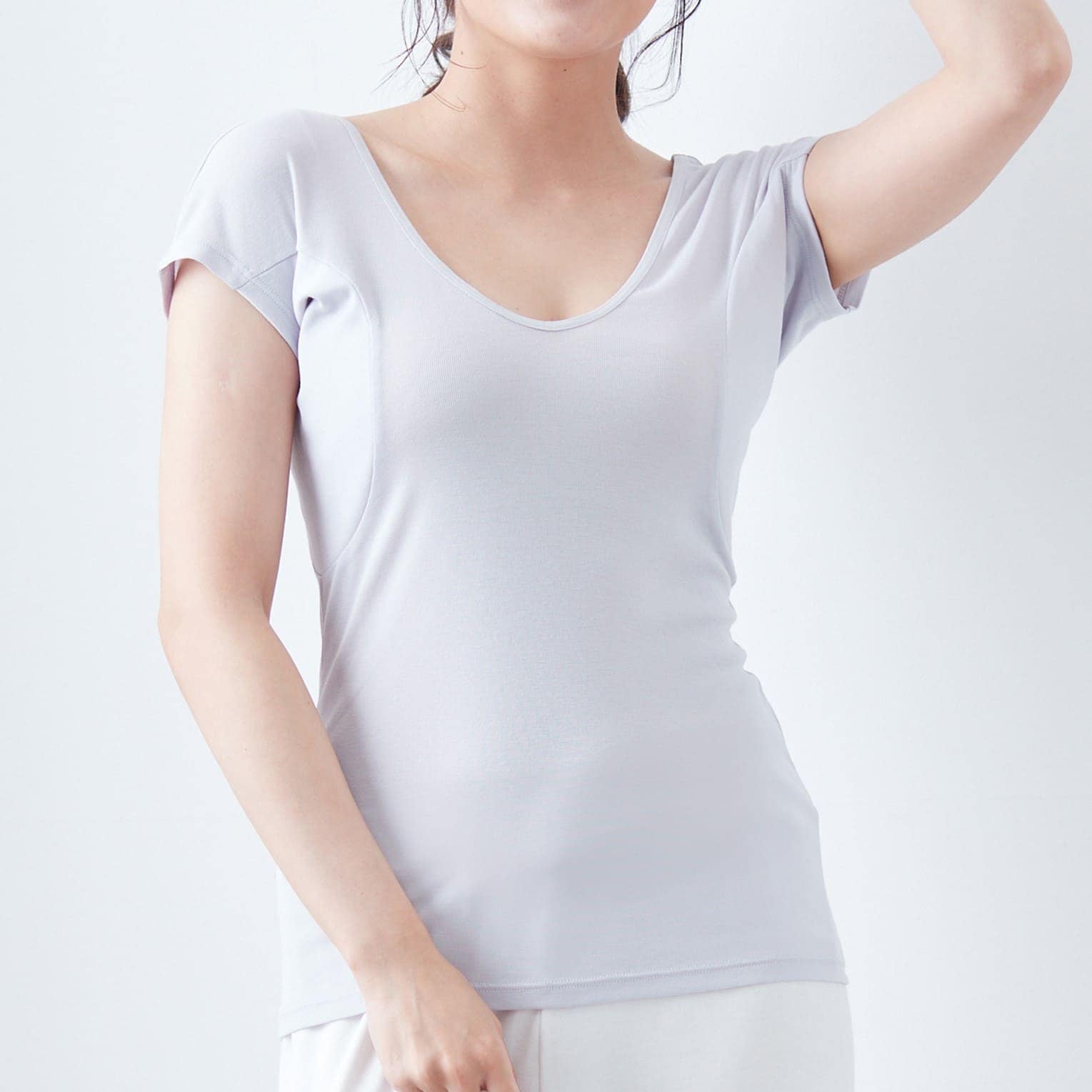 【新色追加】 汗取りインナー・綿混ワイドネックフレンチ袖(大汗さん)サラリスト/Salalist