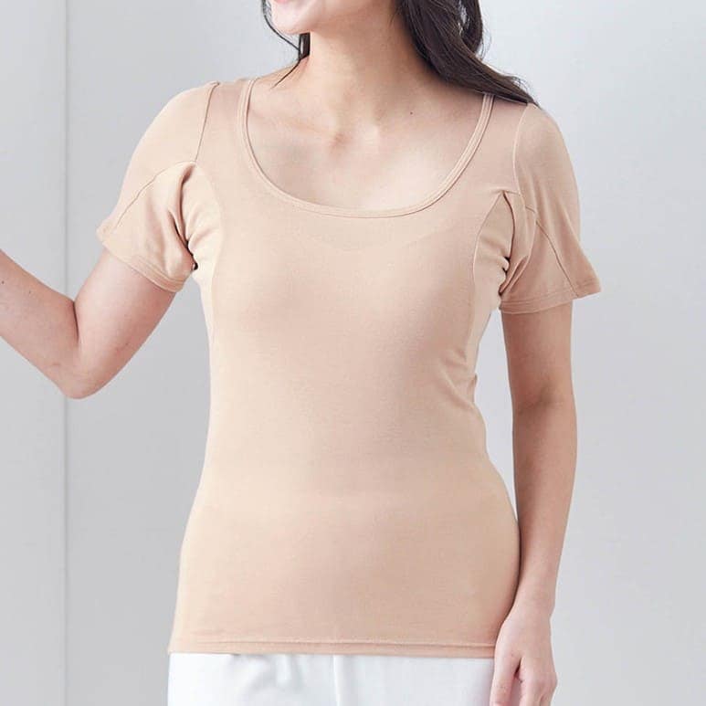 汗取りインナー・綿混背中二重三分袖(超大汗さん)