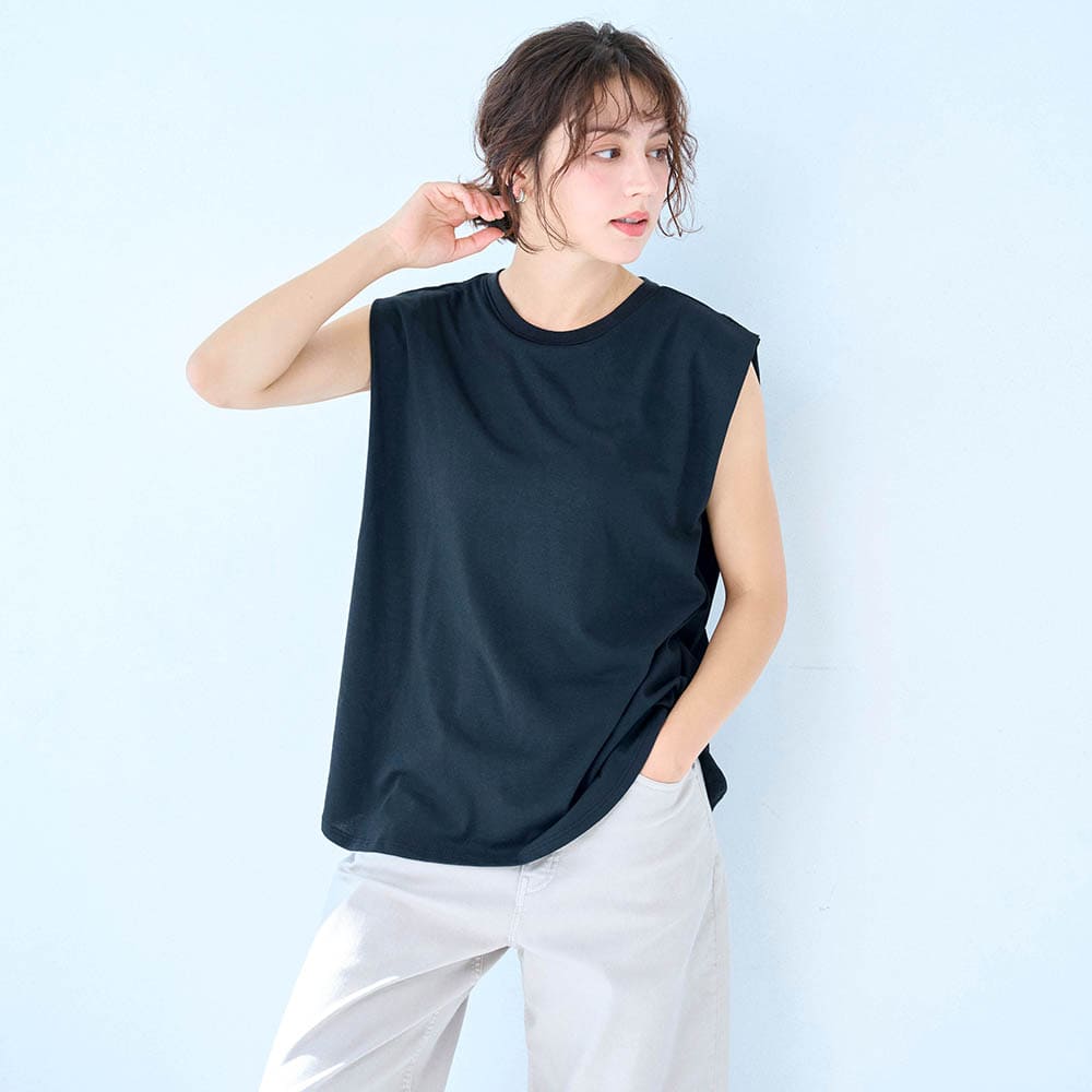 汗シミーヌ・カップ付きノースリーブTシャツ<br>※3/25販売開始予定