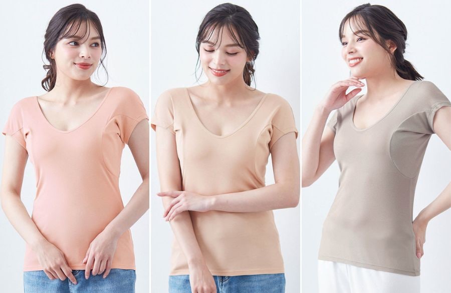 【新色追加】 汗取りインナー・綿混ワイドネックフレンチ袖(大汗さん) サラリスト/Salalist