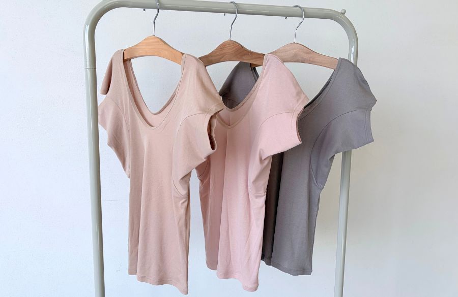 【新色追加】 汗取りインナー・綿混ワイドネックフレンチ袖(大汗さん) サラリスト/Salalist