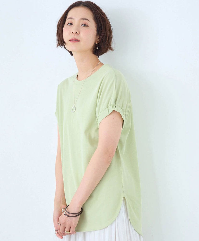 ひやしゃり袖口ゴム使いTシャツ【接触冷感】ロウイング/Rowing ひやしゃり袖口ゴム使いTシャツ【接触冷感】ロウイング/Rowing