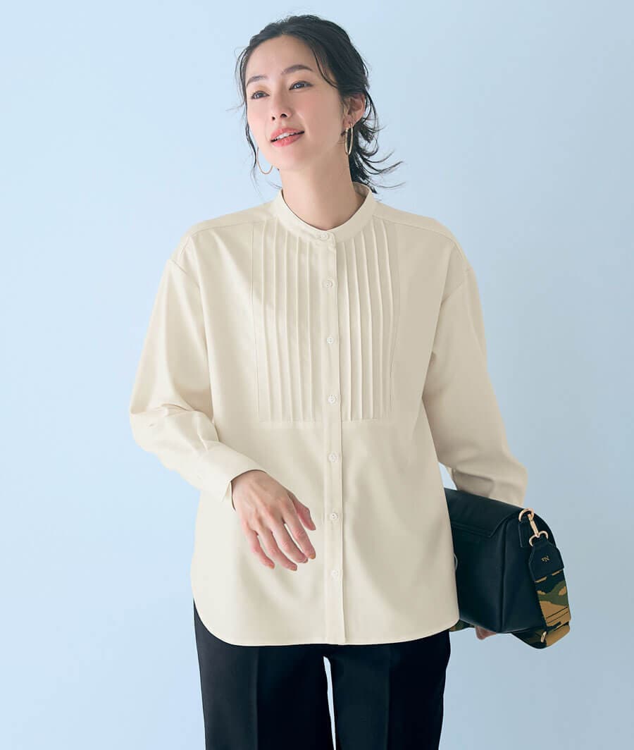 ピンタックシャツ【防汚加工】ウツクシロ