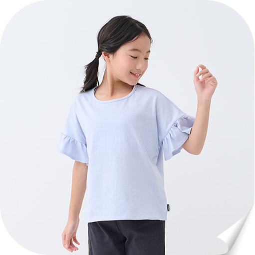 〈ベルメゾン×キヤスク〉みんなが着やすい袖フリル半袖Tシャツ