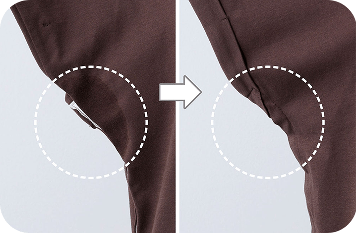 濡れても表に染み出ていない様子