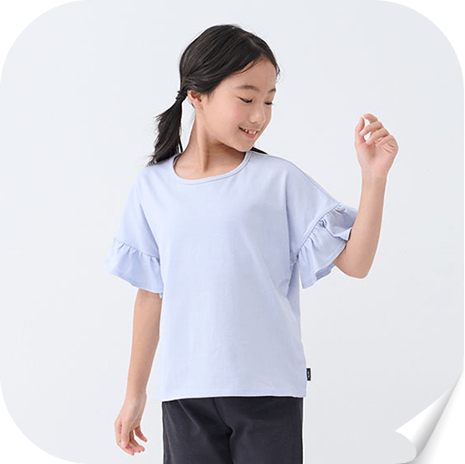 〈ベルメゾン×キヤスク〉みんなが着やすい袖フリル半袖Ｔシャツ