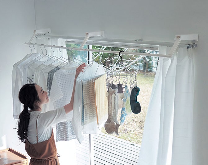 花粉対策に室内物干し