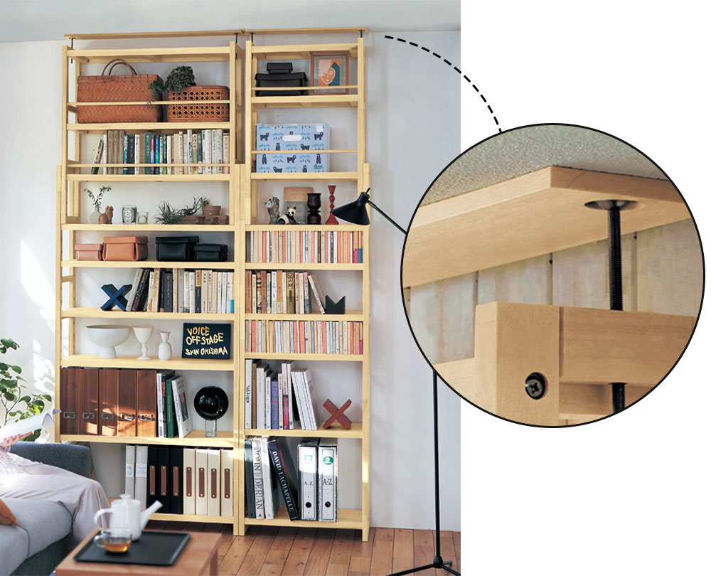 突っ張り木製シェルフ ＜奥行17／奥行29cm＞