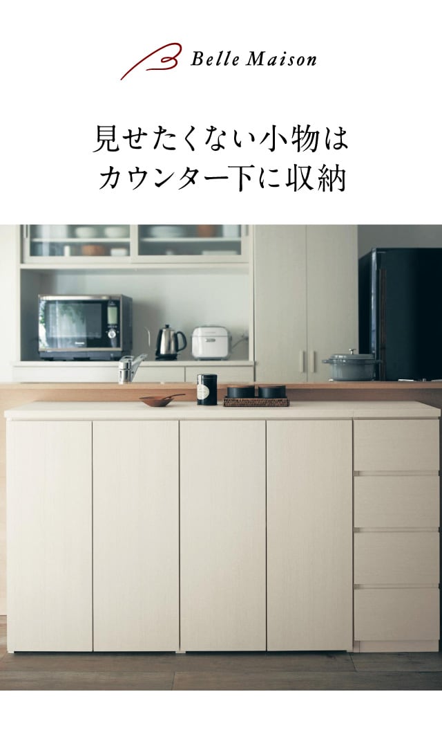 1cmピッチダブル棚板のカウンター下収納［日本製］（キッチン
