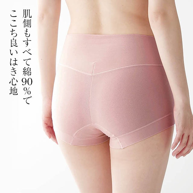 毎日はきたくなるゴムを使わない綿混深ばきショーツ（ボックス/一分丈