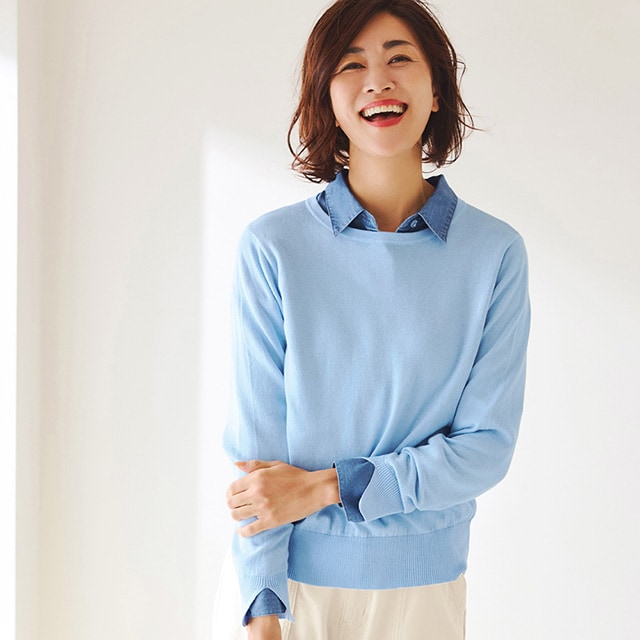 カットソーみたいに気軽に着られる！華奢見えコットンニット