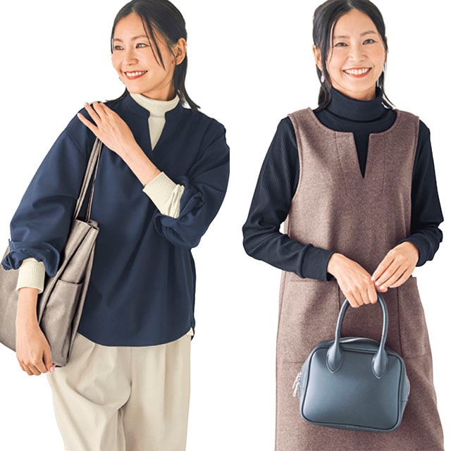 ほどよい厚みのリブカットソーなのでインナーとしても使いやすい