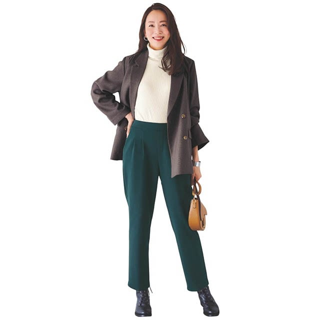 冬でもカットジョーゼットパンツでキレイ見え!