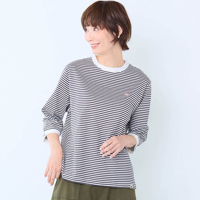 細いピッチのボーダーがしゃれ見え