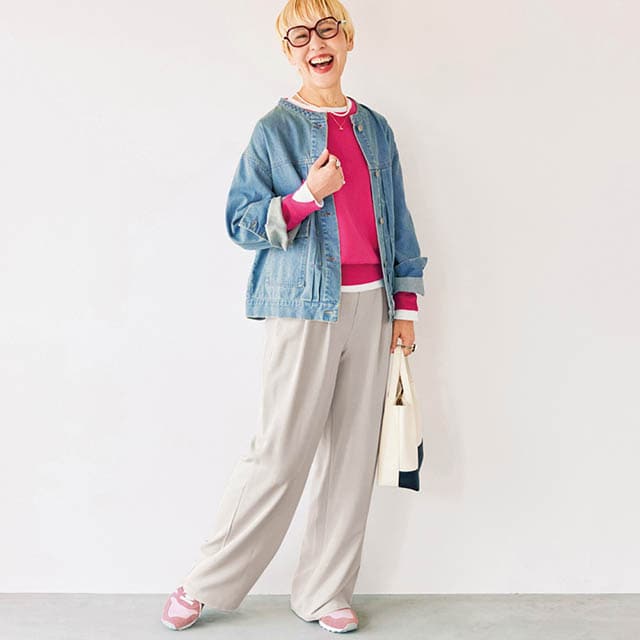 大人にちょうどよいサイズ感にこだわったノーカラーデニムジャケット