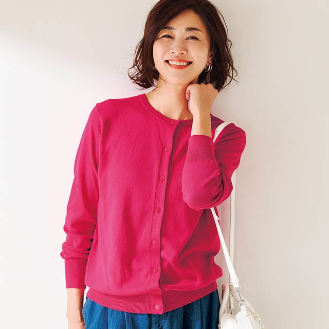 素肌に着たくなる綿100%のニットカーディガン