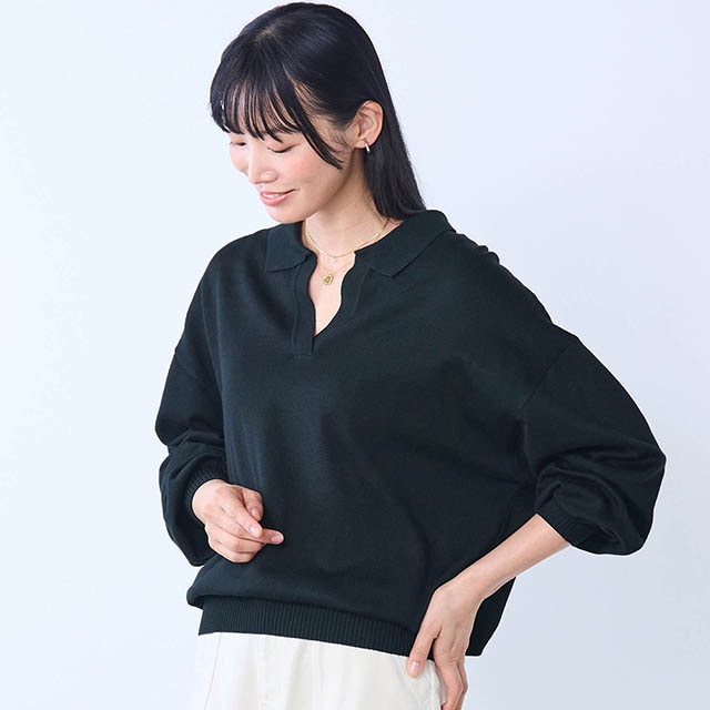 フィットしすぎないシルエットでボディラインを拾いにくいのがうれしい