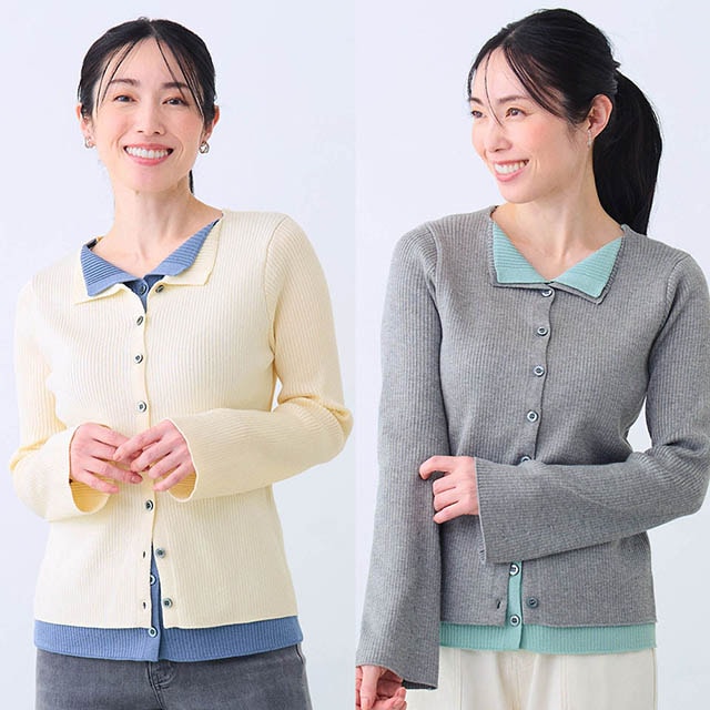 バイカラーデザインが着こなしのポイントに