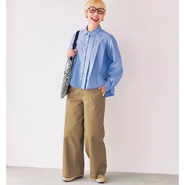 体型カバーもきれい見えも叶う、頼れる大人のチノワイドパンツ