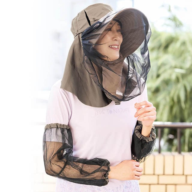 汗も虫も日差しもイヤ！涼やかな帽子＆アームカバーセット