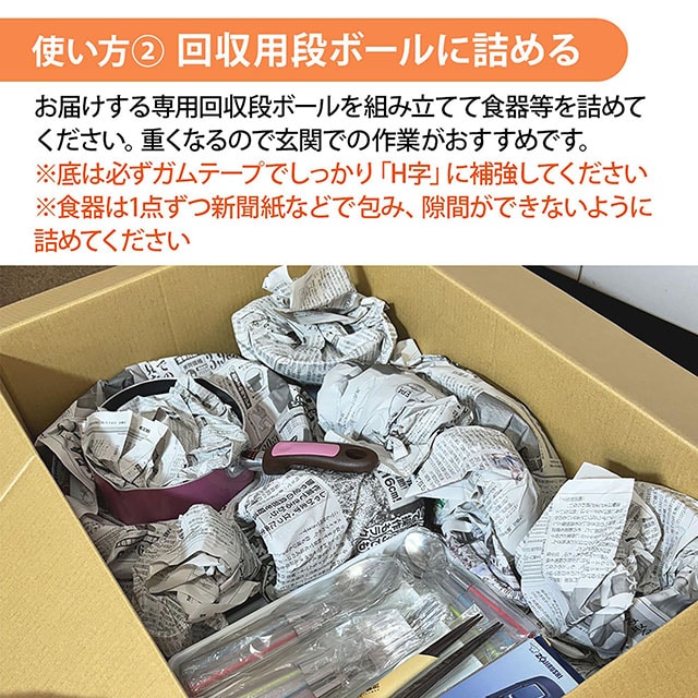 使い方2.専用回収段ボールに詰める
