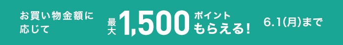 お買い物金額に応じて最大1,500ポイント