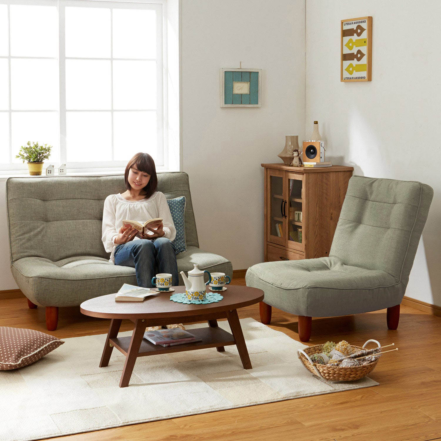 【ベルメゾン】ポケットコイル入り日本製ハイバックソファー