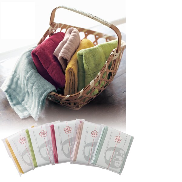 【ベルメゾン】蚊帳生地お台ふき 5色セット