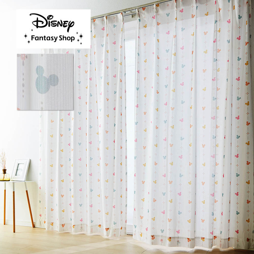 【ディズニー/Disney】UVカット・遮熱・遮像レースカーテン「ミッキーモチーフ」