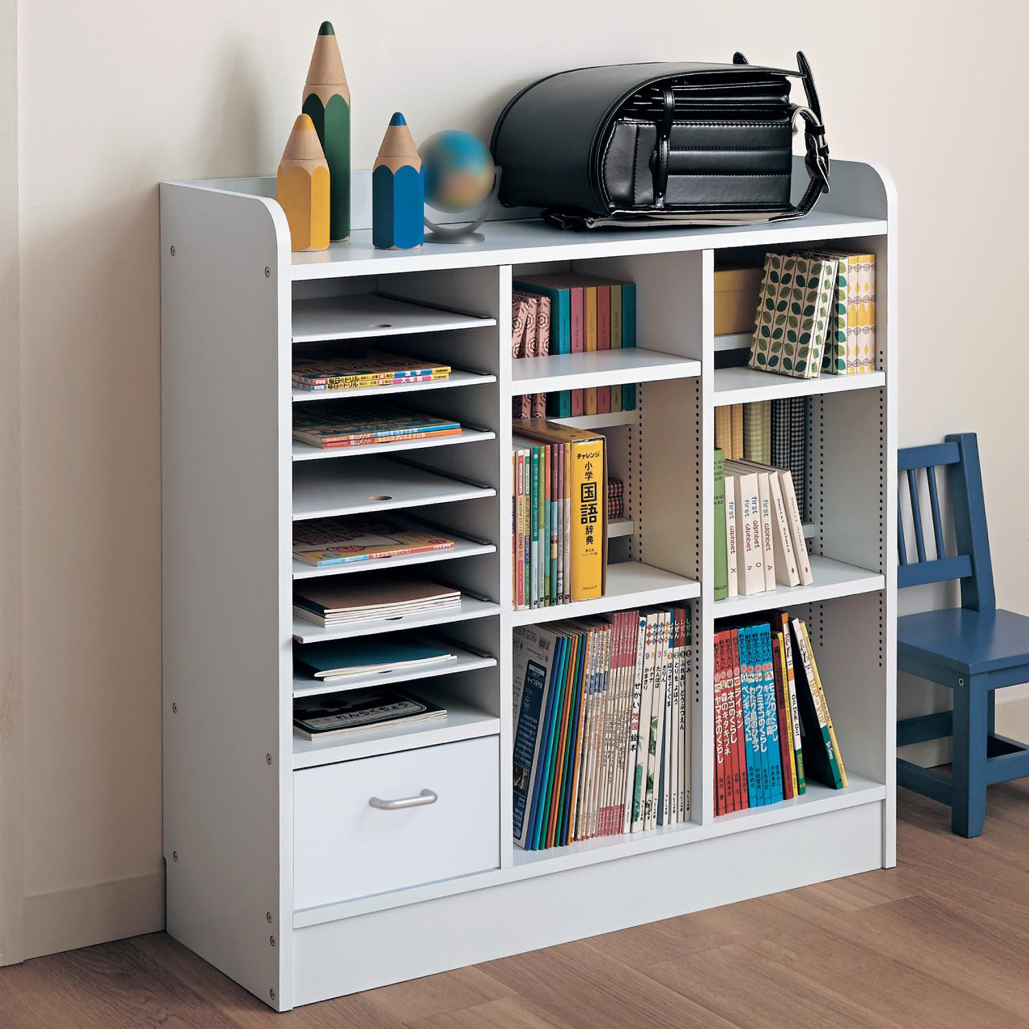 【ベルメゾン】1cmピッチダブル棚板付きランドセルラック