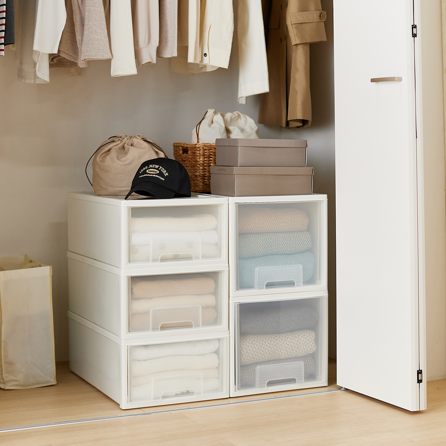 【ベルメゾン】奥行ロングで押入れにもおすすめ!クローゼット収納ケースセット