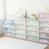 ブルー／3段、ホワイト・ライトグリーン／4段、ライトピンク／5段