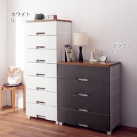 コーディネート例　ブラウン／C／4段・幅75cm、ホワイト／G／7段・幅55cm