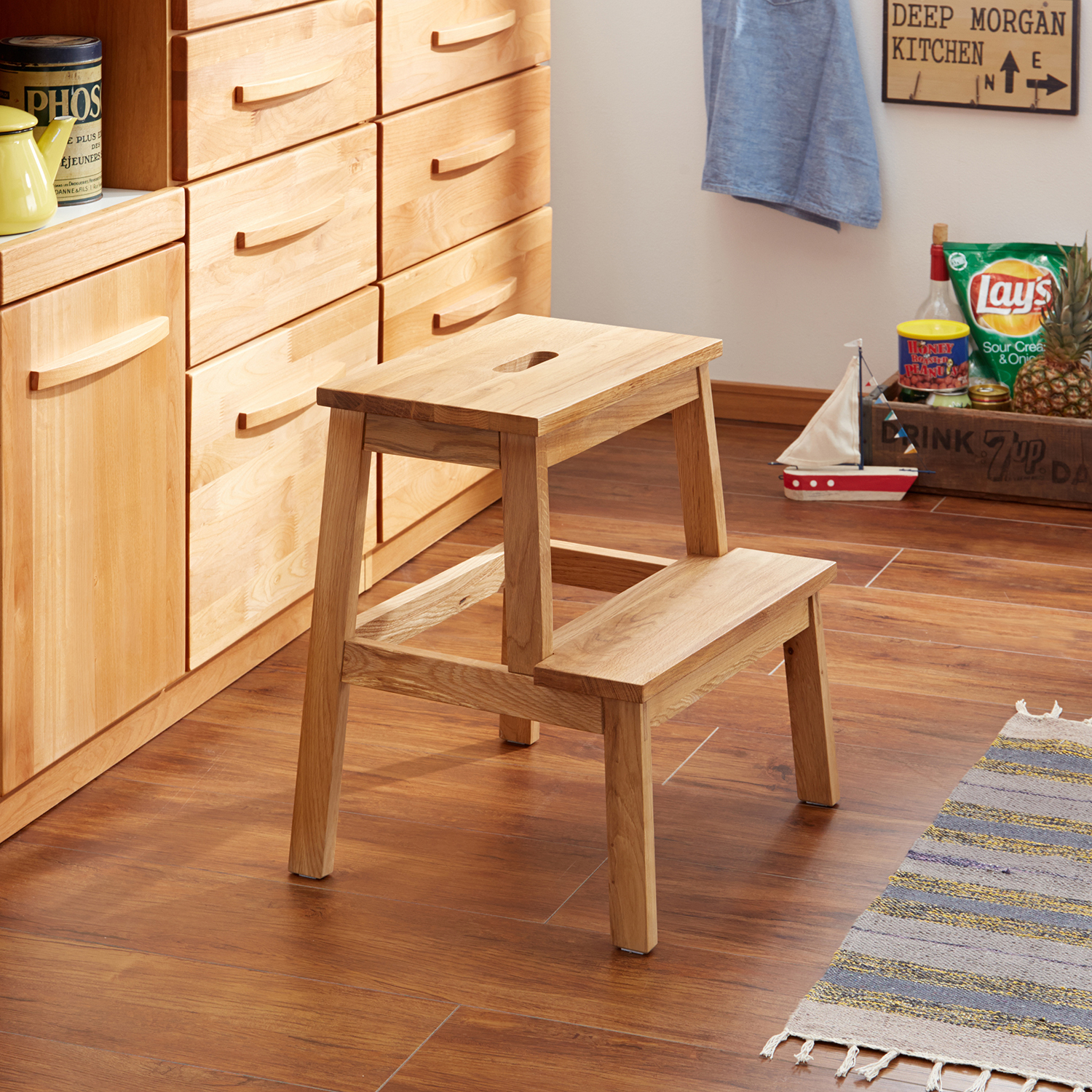 【ベルメゾン】オーク材の踏み台・ステップスツール 【ベルメゾン】オーク材の踏み台・ステップスツール